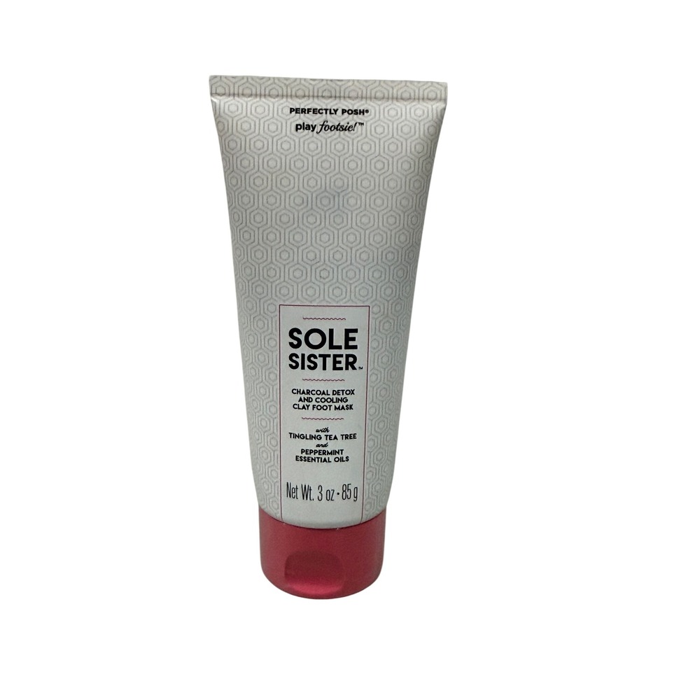 Perfectly Posh Sole Sister Charcoal Detox Cooling Clay Foot Mask 3oz Tea Tree